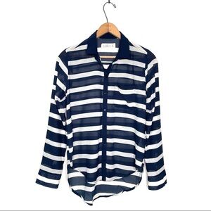 Abercrombie | Sheer Blue and White Stripe Button Down Blouse